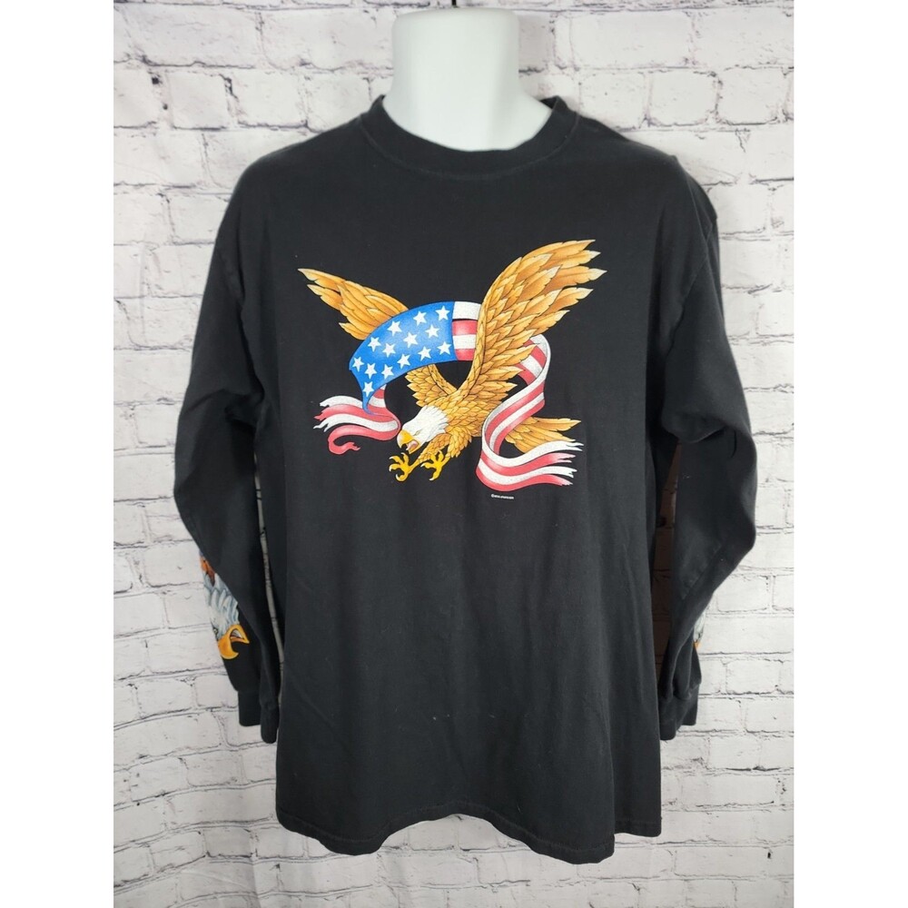 Mens Y2K 2001 Good Sports Long Sleeve American Eagle Flag Long Sleeve T-Shirt